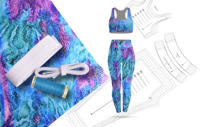 Set for sewing sports top and leggings with abstract snake skin print SET-PL22