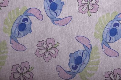 1 m of cotton knitwear in gray with fairy tale character Stitch DS-KUP126