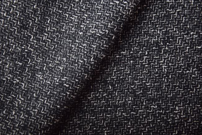 Coat fabric in black with a small pattern TI2056