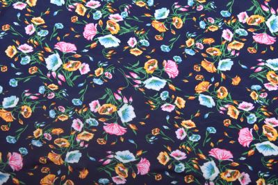 Stretch knit in dark blue with flower print TF556 (2)