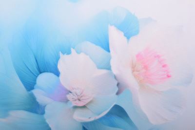 Silky artificial silk with digital print of blue flowers SMT-SD1638C (3)