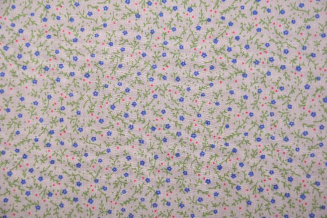 Cotton fabric in beige color with small flowers 13595/048