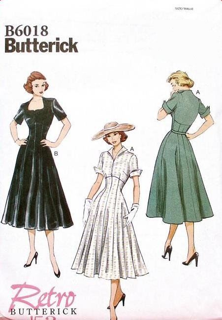 Butterick cut for women's retro dress size 36-44 B6018/A5