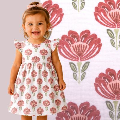 Cream-colored muslin with flower print 25337/051