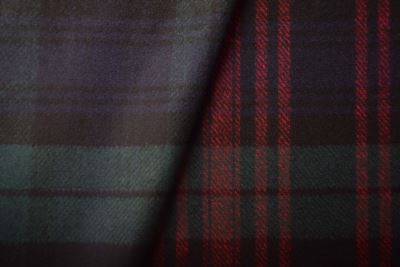 Coat fabric in dark blue with a check pattern TI2058