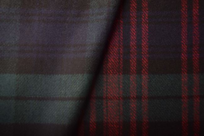Coat fabric in dark blue with a check pattern TI2058
