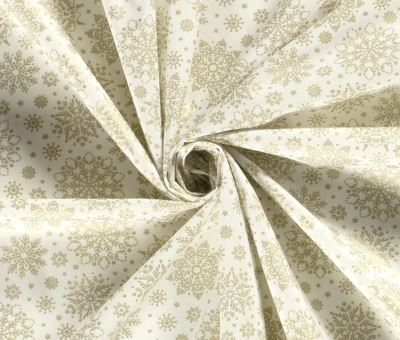 Christmas cotton fabric in cream color with golden snowflakes print 20712/051 (3)