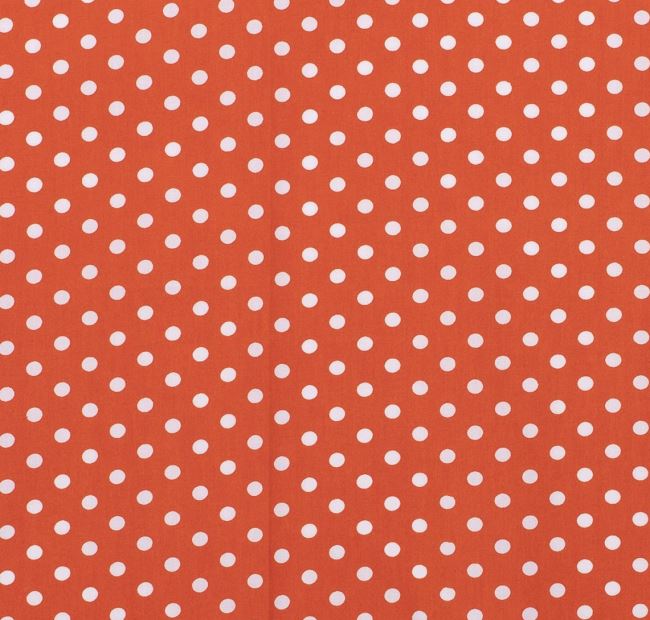 Cotton fabric in orange color with polka dots 05570/036