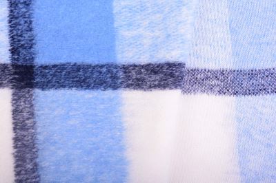 Wool coat fabric with blue check pattern GL084