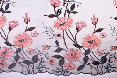 Tulle in black with embroidered flower pattern MOR178 (2)