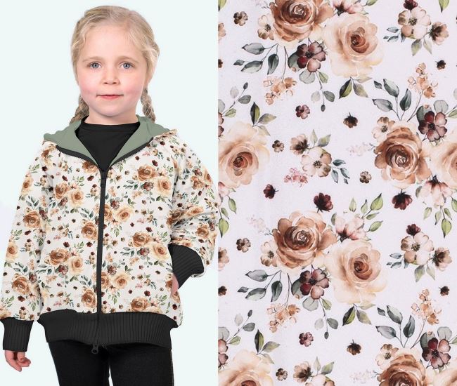 Softshell in cream color with digital flower print 19306/051