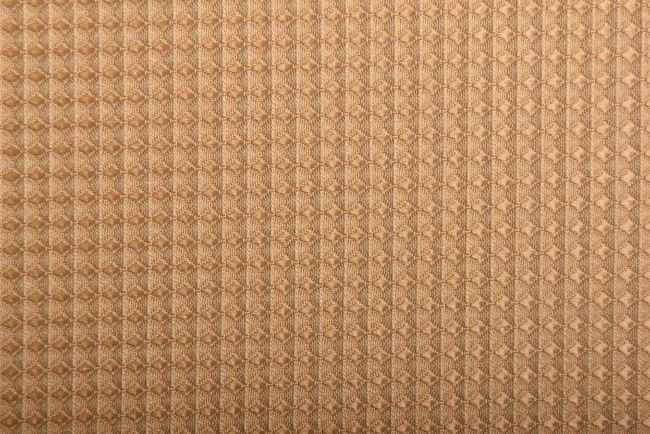 Decorative fabric in gold color with plastic waffle pattern 12527/0