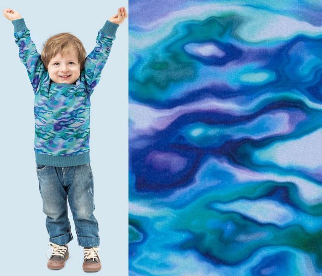 Brushed tracksuit in blue with digital abstract print 19367/006