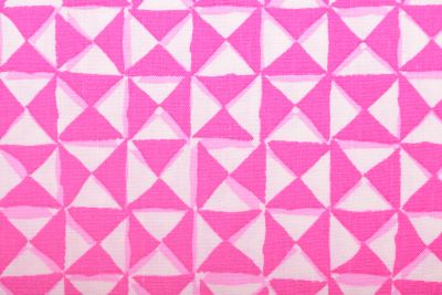 Stretch cotton fabric in cream color with pink triangle print TF298