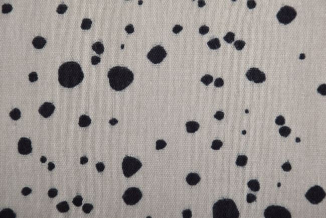 Double gauze in grey-beige color with polka dot print 181522