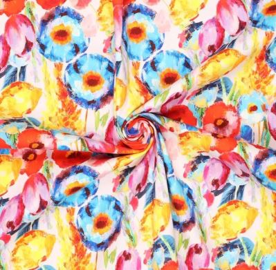 Stretch cotton with a digital print of blooming flowers 20899/425 (4)