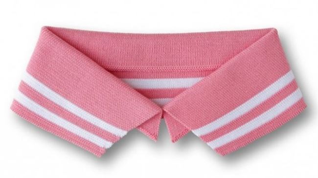 Organic cotton collar in pink with a white stripe, size M 473M82C/13