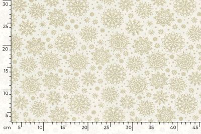 Christmas cotton fabric in cream color with golden snowflakes print 20712/051 (2)