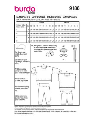 Cut for children's clothing in sizes 56-98 9186 (1)