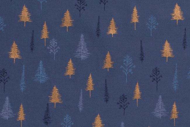 Christmas cotton fabric in blue with tree print 18724/006
