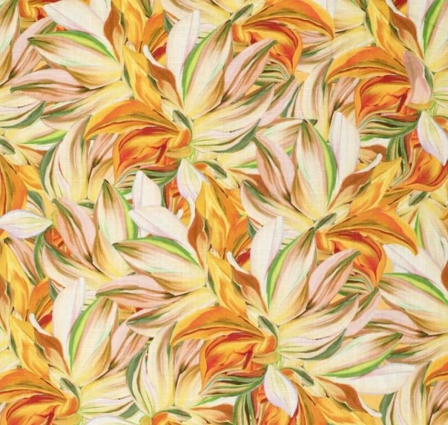 Viscose fabric with admixture of linen with digital flower print 20883/315