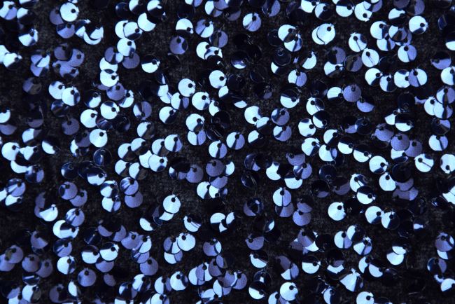 Sequins on velvet in dark blue color 21200/008