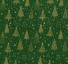 Christmas cotton fabric in green with a print of golden trees 20710/025