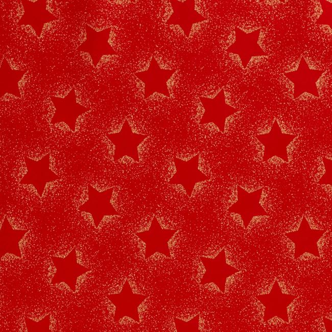 Christmas cotton fabric in red with gold star print 20706/015