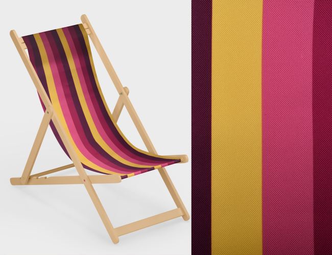Lounger 44 cm wide with a print of wide colored stripes LH17