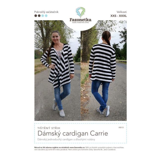 Printed cut Fazonetka for women's cardigan Carrie size XXS-XXXL FA013