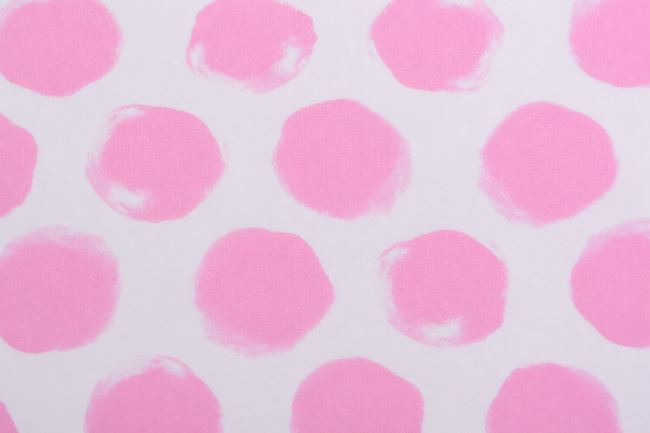 Viscose knit in white with polka dot print TU26457
