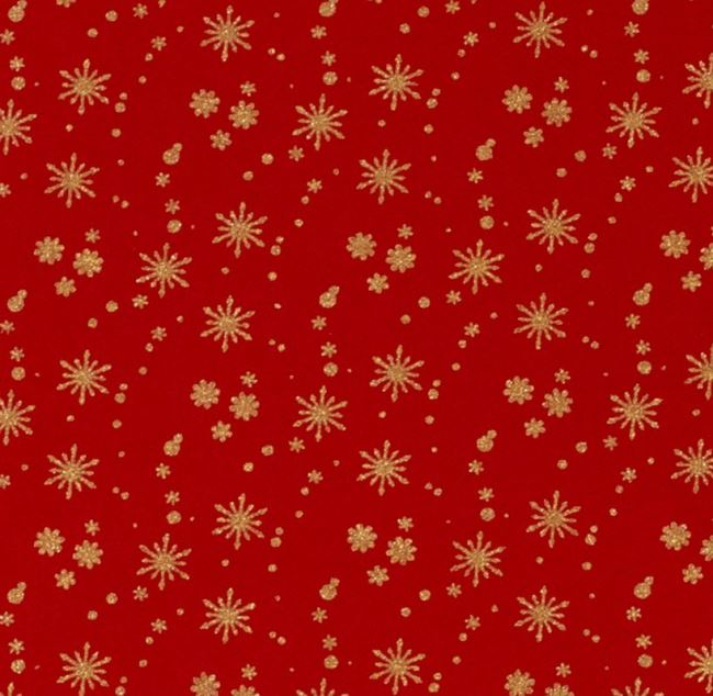 Christmas cotton fabric in red with gold star print 20711/015