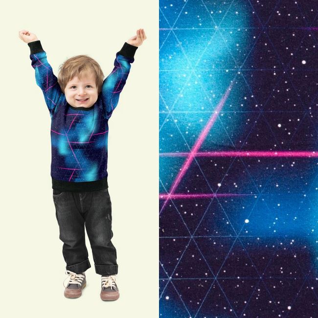 Combed tracksuit with digital print of geometric shapes and starry sky 20531/008