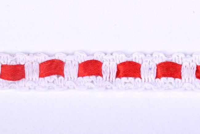 Decorative lace with red ribbon 11471