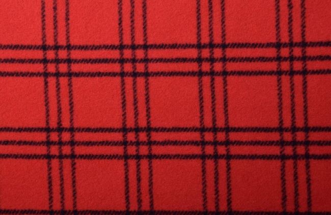 Coat woolen fabric in red color with checkered pattern G862