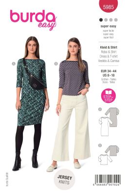 Cut for a dress with sleeves and a T-shirt in size 34-44 5985