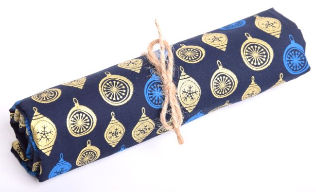 Roll of Christmas cotton in blue color with printed ornaments RO18734/008