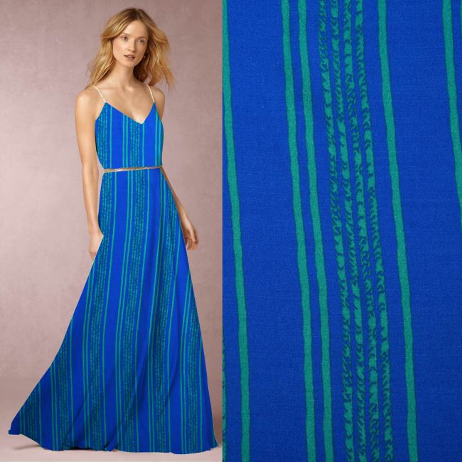 Cotton blouse/dress in blue with stripe print TI612