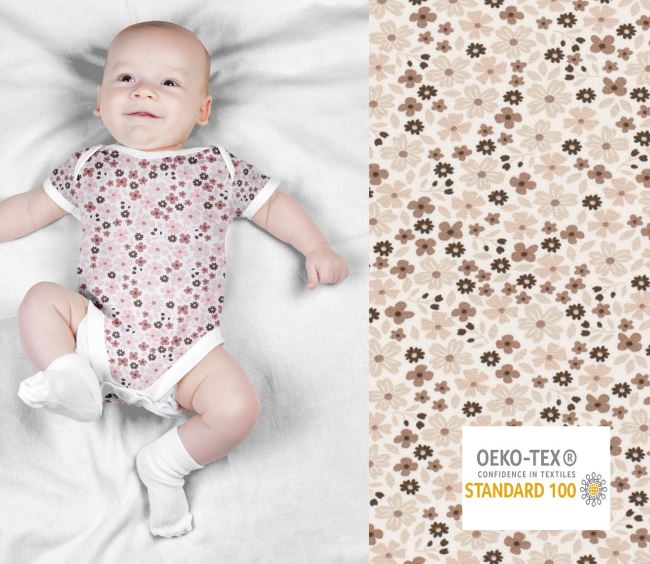 Cotton knitwear from the BABY collection beige with flower print 19456/051