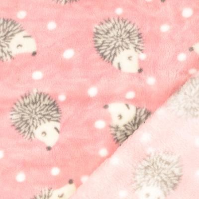 Flannel fleece in pink color with hedgehog print 210782.0007