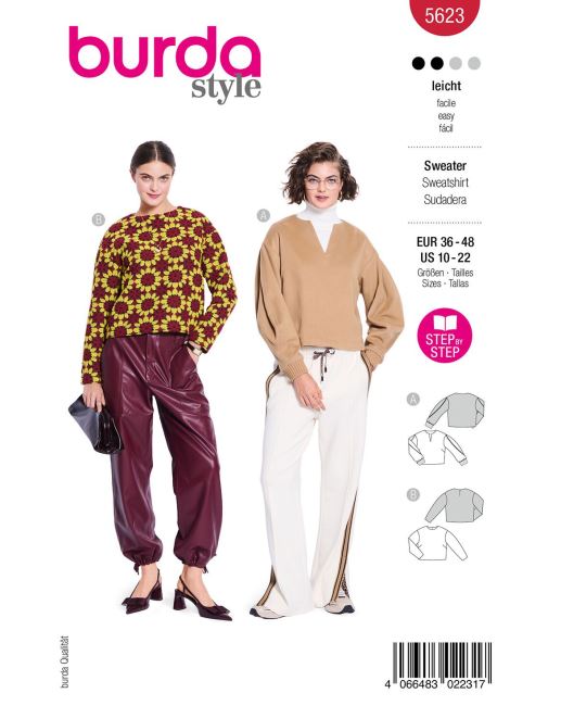 Cut for a long-sleeved T-shirt in sizes 36-48 5623