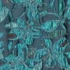 Social jacquard fabric in petrol color with plastic flower pattern 23189/670