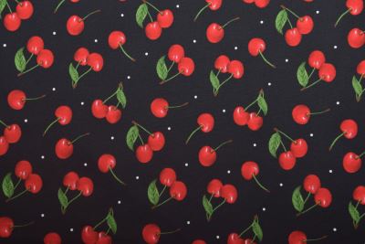 Stretch knit in black with cherry print TF5444 (1)