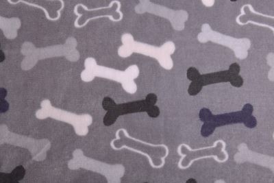 Flannel fleece in gray color with bone print 205431/0005 (2)
