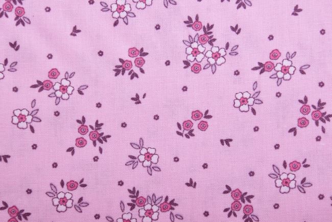 Poplin in pink color with flower print 19406/011