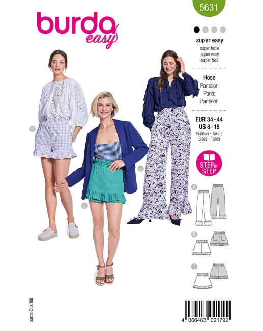 Cut for women's trousers with a flare in size 34-44 5631