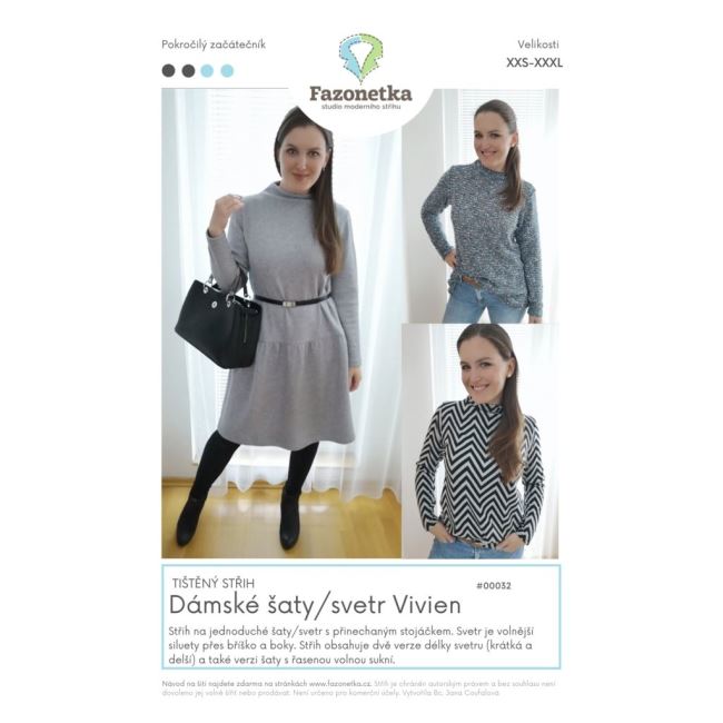 Printed Cut Women's Dress/Sweater Fazonetka Vivien Size XXS-XXXL FA008