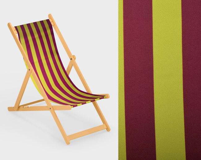 Lounger 44 cm wide with a print of green and wine stripes LH27