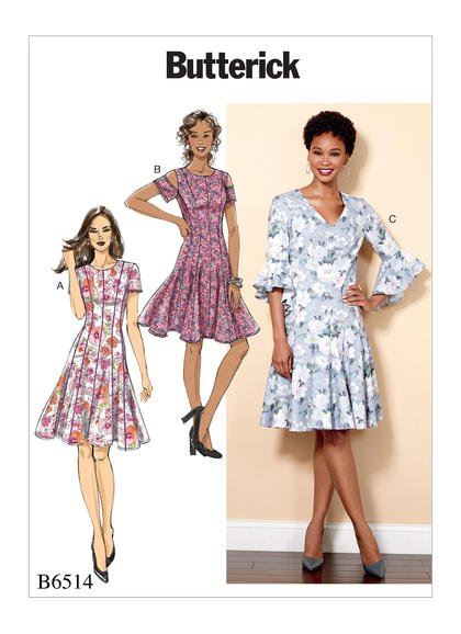 Butterick Cut for Women's Bell Dress Size 42-52 B6514-E5