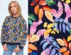 Combed tracksuit in blue color with digital print of colored leaves 19365/008